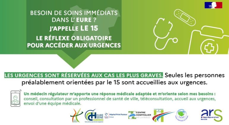 Besoins de soins immédiats dans l’Eure ? J’appelle le 15, le réflexe obligatoire pour accéder aux urgences